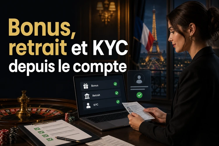 Bonus, retrait et KYC depuis le compte